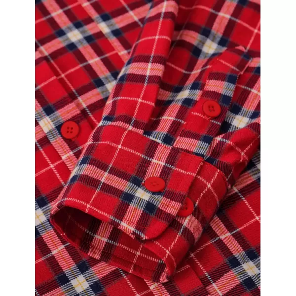 PRETTYGARDEN Womens Fall Button Down Plaid Shirts Collared Long Sleeve Loose Fit Cotton Casual Going Out Tops BlousesPlaid Red