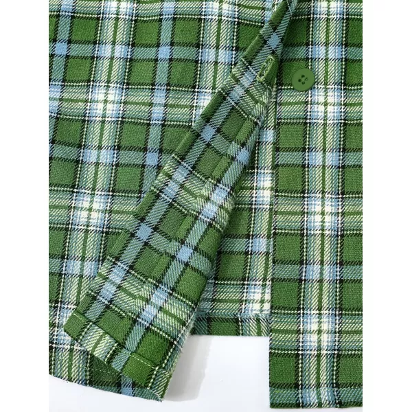 PRETTYGARDEN Womens Fall Button Down Plaid Shirts Collared Long Sleeve Loose Fit Cotton Casual Going Out Tops BlousesPlaid Sage Green