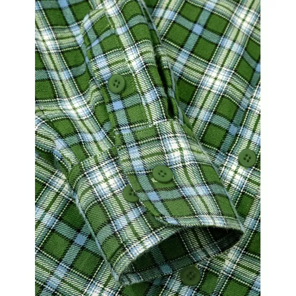PRETTYGARDEN Womens Fall Button Down Plaid Shirts Collared Long Sleeve Loose Fit Cotton Casual Going Out Tops BlousesPlaid Sage Green
