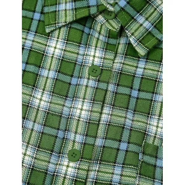 PRETTYGARDEN Womens Fall Button Down Plaid Shirts Collared Long Sleeve Loose Fit Cotton Casual Going Out Tops BlousesPlaid Sage Green