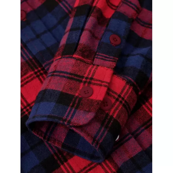 PRETTYGARDEN Womens Fall Button Down Plaid Shirts Collared Long Sleeve Loose Fit Cotton Casual Going Out Tops BlousesPlaid Wine Red