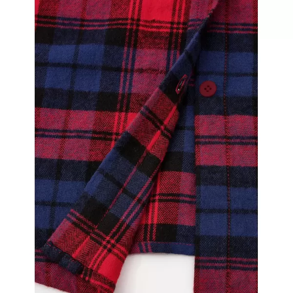 PRETTYGARDEN Womens Fall Button Down Plaid Shirts Collared Long Sleeve Loose Fit Cotton Casual Going Out Tops BlousesPlaid Wine Red
