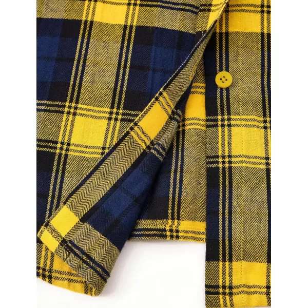 PRETTYGARDEN Womens Fall Button Down Plaid Shirts Collared Long Sleeve Loose Fit Cotton Casual Going Out Tops BlousesPlaid Yellow