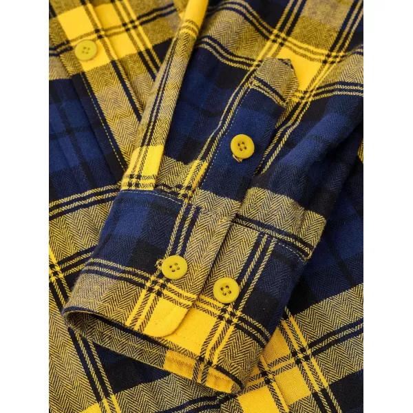 PRETTYGARDEN Womens Fall Button Down Plaid Shirts Collared Long Sleeve Loose Fit Cotton Casual Going Out Tops BlousesPlaid Yellow
