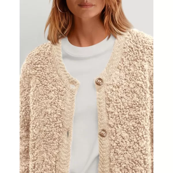 PRETTYGARDEN Womens Faux Fur Shearling Coat Fuzzy Fleece Button Up Trendy Fall Winter Cropped Jackets OuterwearBeige