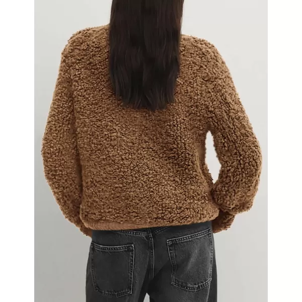 PRETTYGARDEN Womens Faux Fur Shearling Coat Fuzzy Fleece Button Up Trendy Fall Winter Cropped Jackets OuterwearBrown