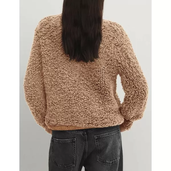 PRETTYGARDEN Womens Faux Fur Shearling Coat Fuzzy Fleece Button Up Trendy Fall Winter Cropped Jackets OuterwearCamel