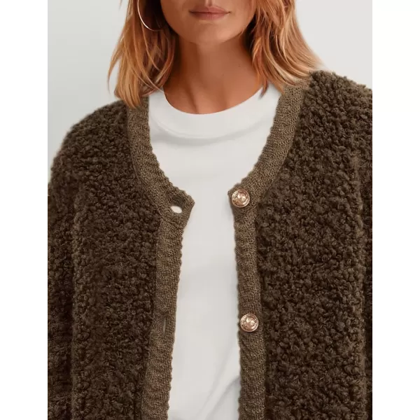 PRETTYGARDEN Womens Faux Fur Shearling Coat Fuzzy Fleece Button Up Trendy Fall Winter Cropped Jackets OuterwearCoffee
