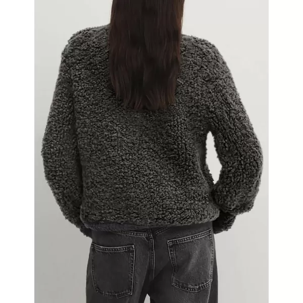 PRETTYGARDEN Womens Faux Fur Shearling Coat Fuzzy Fleece Button Up Trendy Fall Winter Cropped Jackets OuterwearDark Grey