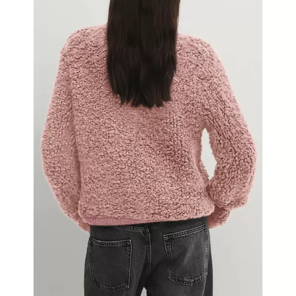 PRETTYGARDEN Womens Faux Fur Shearling Coat Fuzzy Fleece Button Up Trendy Fall Winter Cropped Jackets OuterwearPink