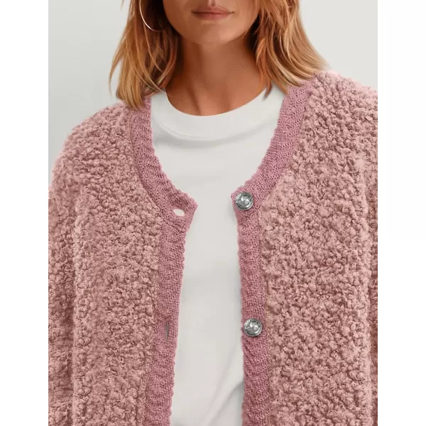 PRETTYGARDEN Womens Faux Fur Shearling Coat Fuzzy Fleece Button Up Trendy Fall Winter Cropped Jackets OuterwearPink