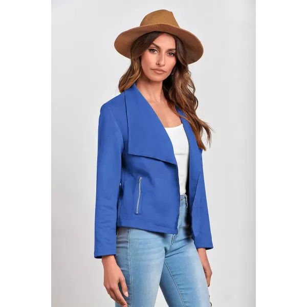 PRETTYGARDEN Womens Faux Suede Jackets 2024 Fall Clothes Long Sleeve Open Front Cropped Coat OutwearBlue