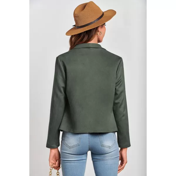 PRETTYGARDEN Womens Faux Suede Jackets 2024 Fall Clothes Long Sleeve Open Front Cropped Coat OutwearLight Green