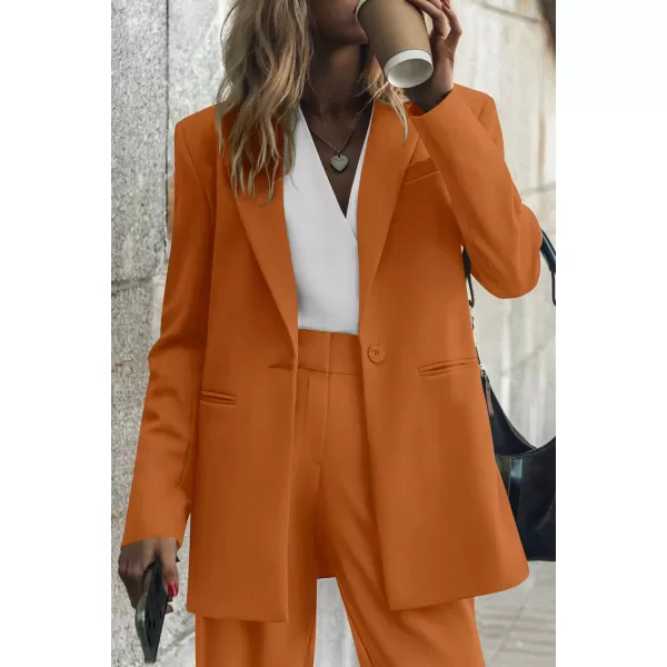 PRETTYGARDEN Womens 2024 Fall Two Piece Outfits Blazer Jacket and Wide Leg Pants Pockets Business Casual Suit SetsBrown