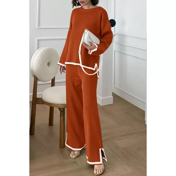 PRETTYGARDEN Womens 2 Piece Knit Sweater Set Casual Long Sleeve Pullover Wide Leg Pants Sweatsuit Tracksuit OutfitCaramel