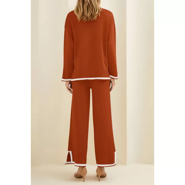 PRETTYGARDEN Womens 2 Piece Knit Sweater Set Casual Long Sleeve Pullover Wide Leg Pants Sweatsuit Tracksuit OutfitCaramel
