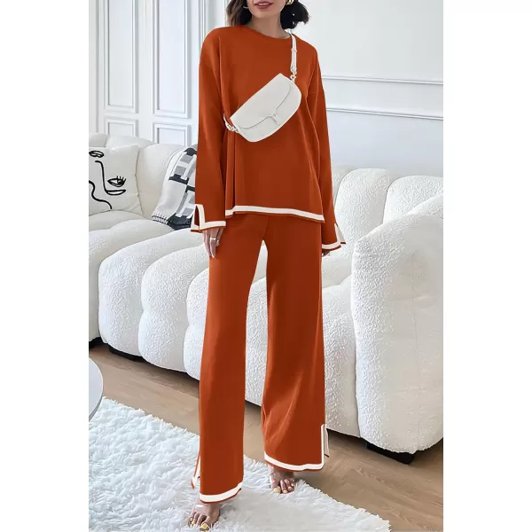 PRETTYGARDEN Womens 2 Piece Knit Sweater Set Casual Long Sleeve Pullover Wide Leg Pants Sweatsuit Tracksuit OutfitCaramel