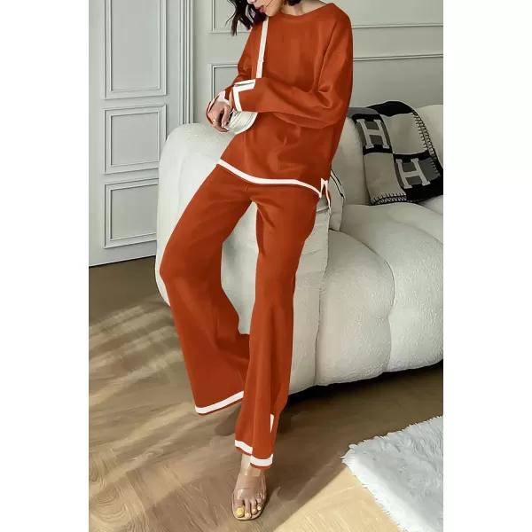 PRETTYGARDEN Womens 2 Piece Knit Sweater Set Casual Long Sleeve Pullover Wide Leg Pants Sweatsuit Tracksuit OutfitCaramel
