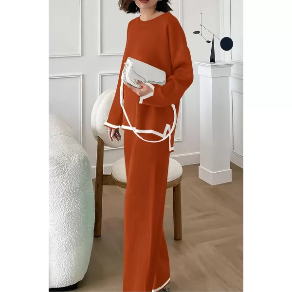 PRETTYGARDEN Womens 2 Piece Knit Sweater Set Casual Long Sleeve Pullover Wide Leg Pants Sweatsuit Tracksuit OutfitCaramel