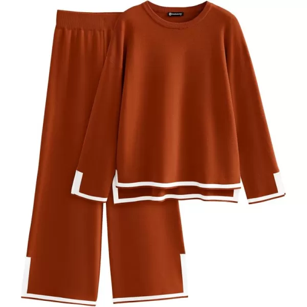PRETTYGARDEN Womens 2 Piece Knit Sweater Set Casual Long Sleeve Pullover Wide Leg Pants Sweatsuit Tracksuit OutfitCaramel