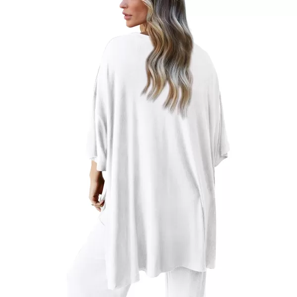 PRETTYGARDEN Womens 2 Piece Outfits Casual Short Sleeve Pullover Tops and Wide Leg Pants Lounge Sets TracksuitsWhite