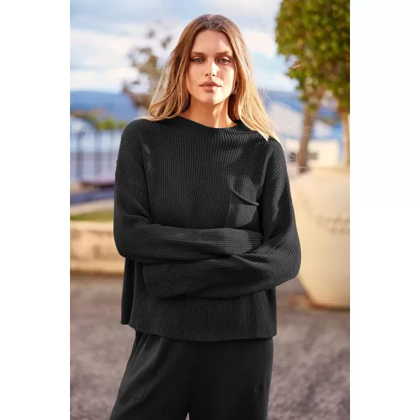 PRETTYGARDEN Womens Fall 2 Piece Sweater Set Casual Pullover Top High Waisted Sweatpants Tracksuit Lounge OutfitsBlack