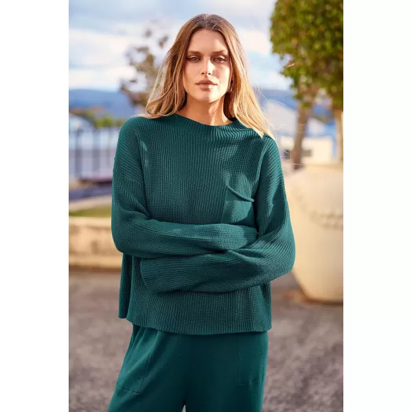 PRETTYGARDEN Womens Fall 2 Piece Sweater Set Casual Pullover Top High Waisted Sweatpants Tracksuit Lounge OutfitsBlue Green