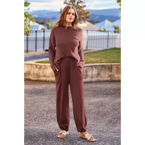 PRETTYGARDEN Womens Fall 2 Piece Sweater Set Casual Pullover Top High Waisted Sweatpants Tracksuit Lounge OutfitsDark Brown