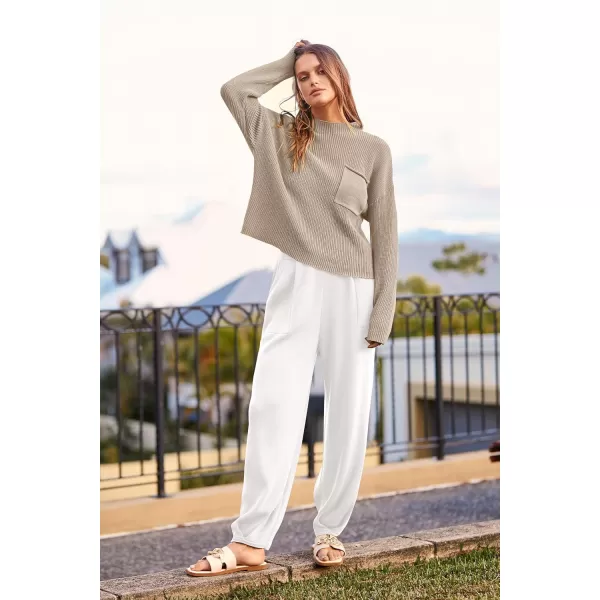 PRETTYGARDEN Womens Fall 2 Piece Sweater Set Casual Pullover Top High Waisted Sweatpants Tracksuit Lounge OutfitsKhaki Beige White