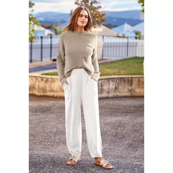 PRETTYGARDEN Womens Fall 2 Piece Sweater Set Casual Pullover Top High Waisted Sweatpants Tracksuit Lounge OutfitsKhaki Beige White