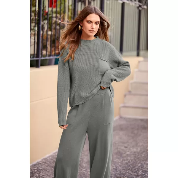 PRETTYGARDEN Womens Fall 2 Piece Sweater Set Casual Pullover Top High Waisted Sweatpants Tracksuit Lounge OutfitsLight Grey