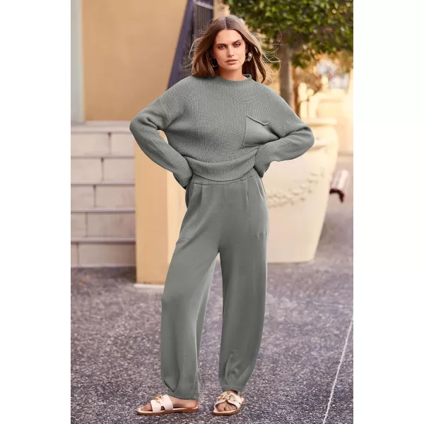 PRETTYGARDEN Womens Fall 2 Piece Sweater Set Casual Pullover Top High Waisted Sweatpants Tracksuit Lounge OutfitsLight Grey