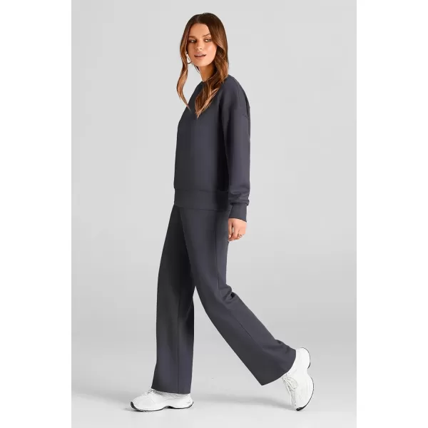 PRETTYGARDEN Womens 2 Piece Outfits 2024 Fall Long Sleeve Pullover Tops And Long Pants Lounge Sets TracksuitDark Grey