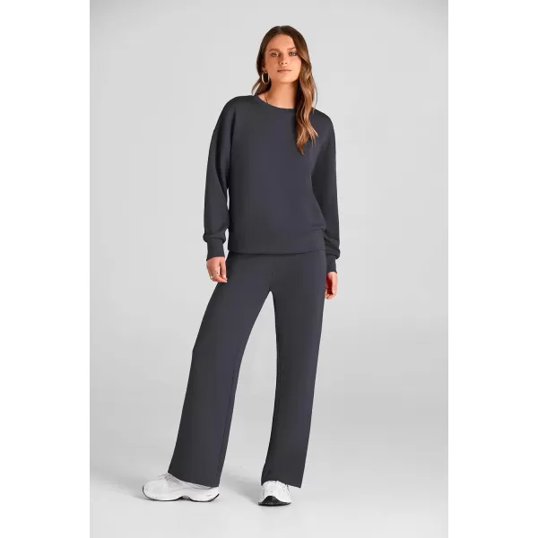 PRETTYGARDEN Womens 2 Piece Outfits 2024 Fall Long Sleeve Pullover Tops And Long Pants Lounge Sets TracksuitDark Grey