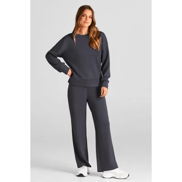 PRETTYGARDEN Womens 2 Piece Outfits 2024 Fall Long Sleeve Pullover Tops And Long Pants Lounge Sets TracksuitDark Grey