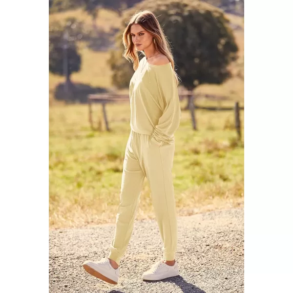 PRETTYGARDEN Womens Fashion Outfits 2 Piece Sweatsuit Solid Color Long Sleeve Pullover Long PantsLight Khaki