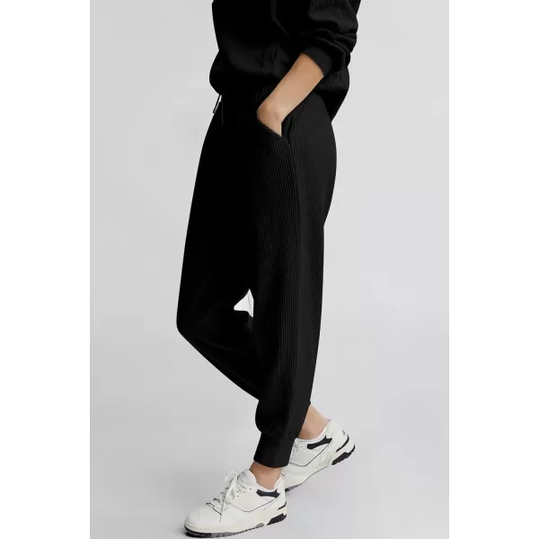PRETTYGARDEN Womens 2 Piece Sweatsuits Set Long Sleeve Half Zip Pullover Sweatshirt Joggers Sweatpants Fall Outfits TracksuitBlack