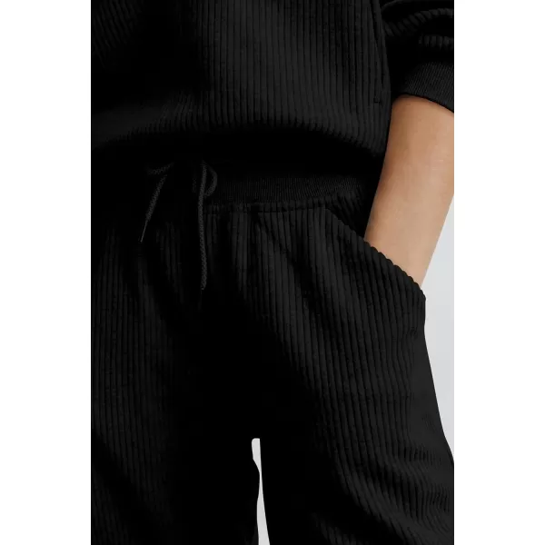 PRETTYGARDEN Womens 2 Piece Sweatsuits Set Long Sleeve Half Zip Pullover Sweatshirt Joggers Sweatpants Fall Outfits TracksuitBlack
