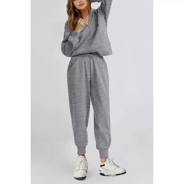 PRETTYGARDEN Womens 2 Piece Sweatsuits Set Long Sleeve Half Zip Pullover Sweatshirt Joggers Sweatpants Fall Outfits TracksuitGrey