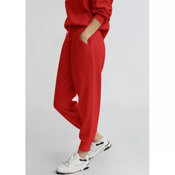 PRETTYGARDEN Womens 2 Piece Sweatsuits Set Long Sleeve Half Zip Pullover Sweatshirt Joggers Sweatpants Fall Outfits TracksuitRed