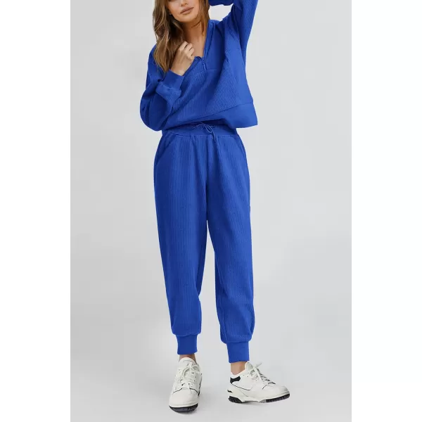 PRETTYGARDEN Womens 2 Piece Sweatsuits Set Long Sleeve Half Zip Pullover Sweatshirt Joggers Sweatpants Fall Outfits TracksuitRoyal Blue