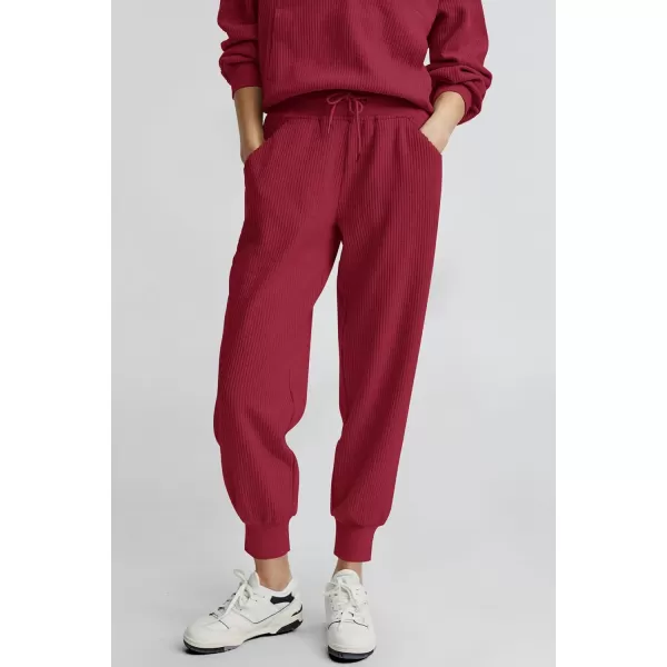 PRETTYGARDEN Womens 2 Piece Sweatsuits Set Long Sleeve Half Zip Pullover Sweatshirt Joggers Sweatpants Fall Outfits TracksuitWine Red