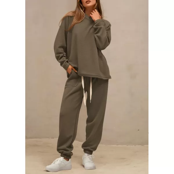 PRETTYGARDEN Womens 2 Piece Tracksuit Outfits Casual Long Sleeve Top High Waisted Sweatpants Lounge Jogger SetArmy Green