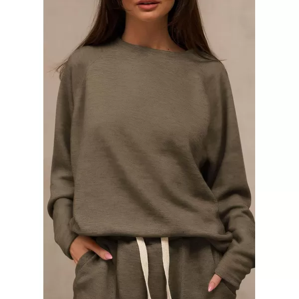 PRETTYGARDEN Womens 2 Piece Tracksuit Outfits Casual Long Sleeve Top High Waisted Sweatpants Lounge Jogger SetArmy Green