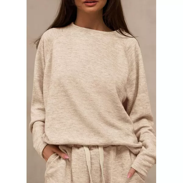 PRETTYGARDEN Womens 2 Piece Tracksuit Outfits Casual Long Sleeve Top High Waisted Sweatpants Lounge Jogger SetBeige