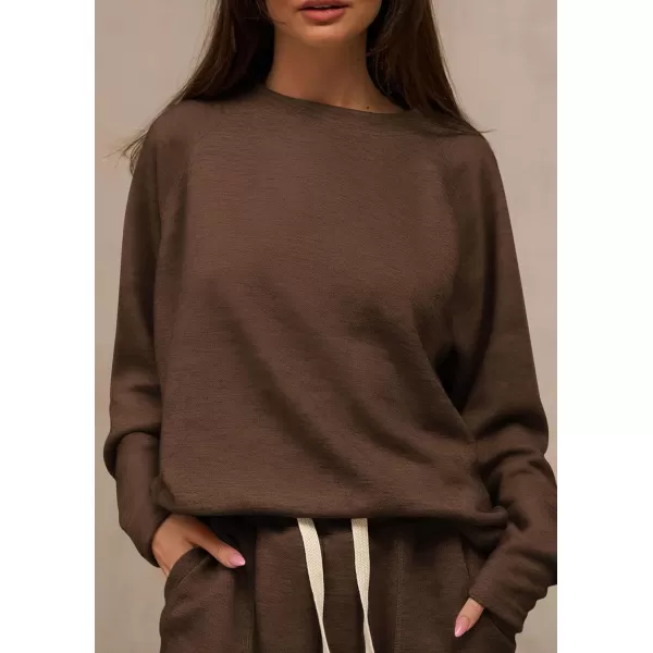 PRETTYGARDEN Womens 2 Piece Tracksuit Outfits Casual Long Sleeve Top High Waisted Sweatpants Lounge Jogger SetCoffee