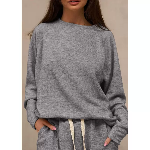 PRETTYGARDEN Womens 2 Piece Tracksuit Outfits Casual Long Sleeve Top High Waisted Sweatpants Lounge Jogger SetGrey