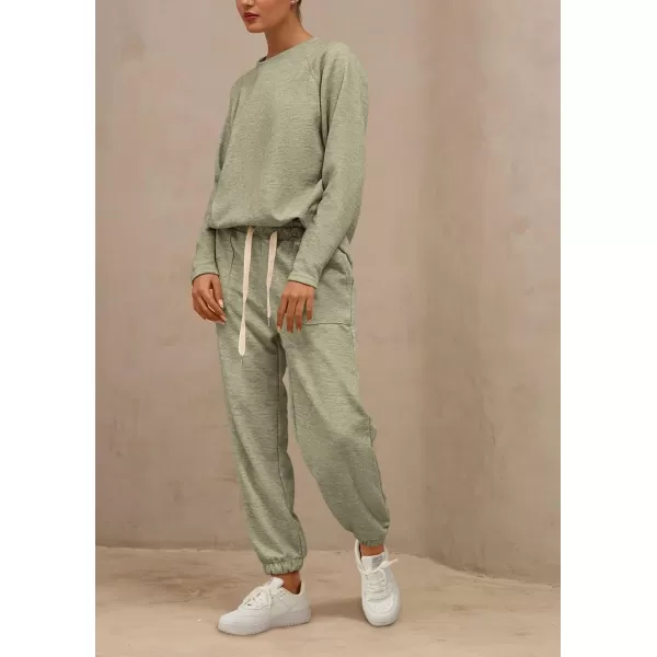 PRETTYGARDEN Womens 2 Piece Tracksuit Outfits Casual Long Sleeve Top High Waisted Sweatpants Lounge Jogger SetLight Green