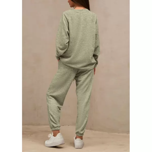 PRETTYGARDEN Womens 2 Piece Tracksuit Outfits Casual Long Sleeve Top High Waisted Sweatpants Lounge Jogger SetLight Green