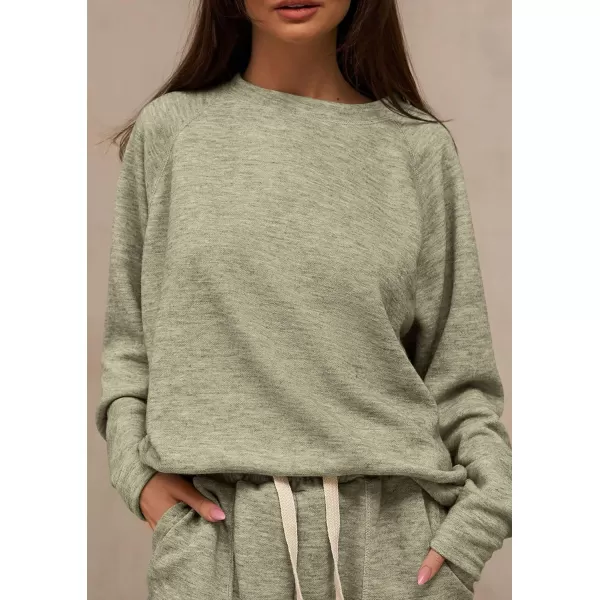 PRETTYGARDEN Womens 2 Piece Tracksuit Outfits Casual Long Sleeve Top High Waisted Sweatpants Lounge Jogger SetLight Green